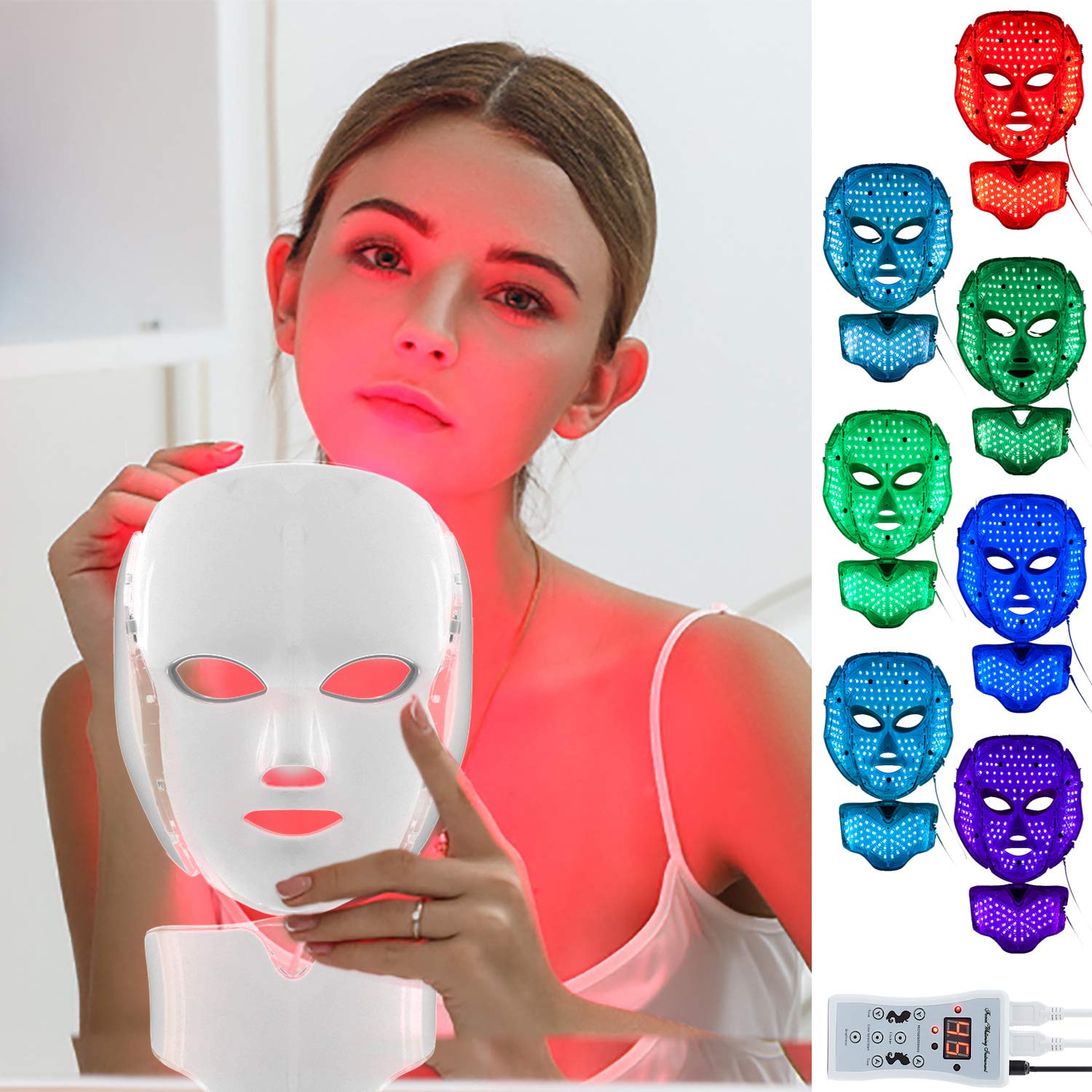 LED Face Mask - 7 Color LED Light Therapy Mask - FDA Approved