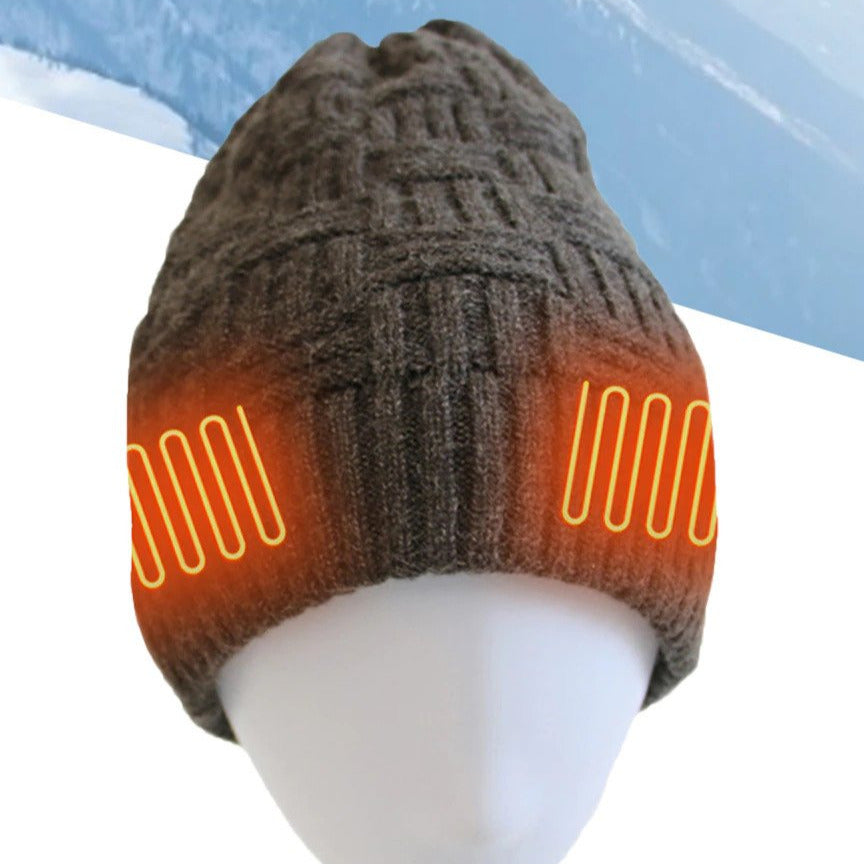 Unisex Heated Beanie Hat with Rechargeable Battery