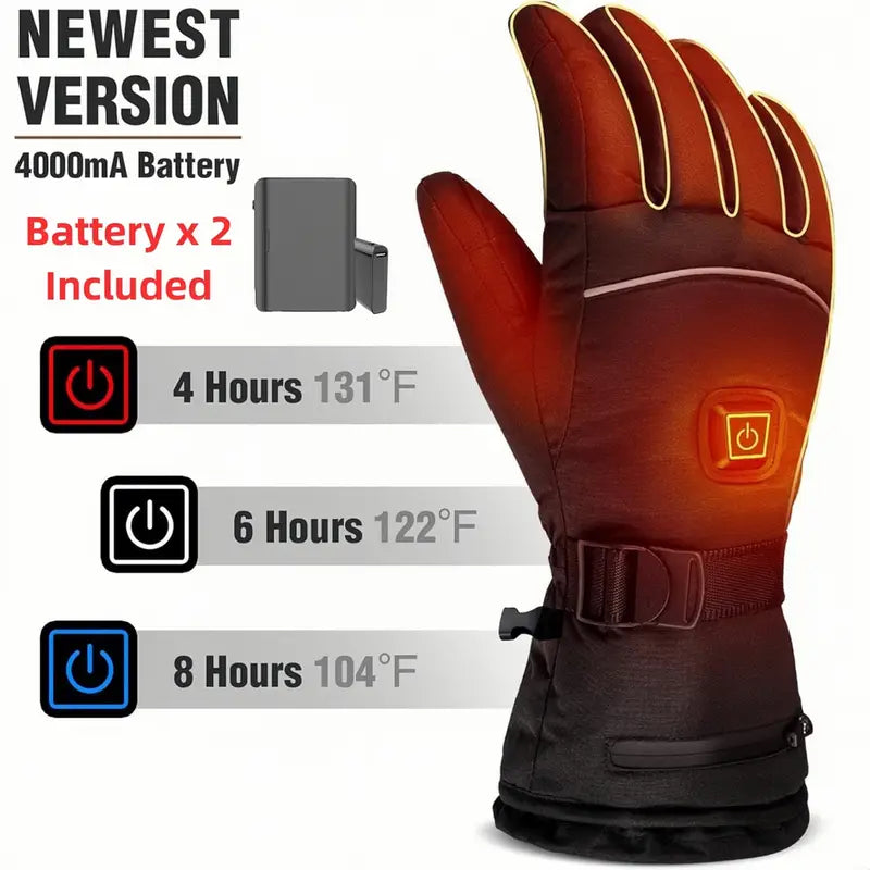 Beat the Cold - Smart & Weatherproof Rechargeable Heated Gloves - Heat Up in 30 Seconds