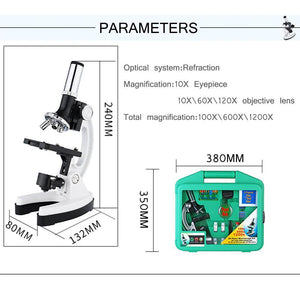 Professional 100X-1200X Microscope Biology Science Metal Kit - The Gadgets Emporium