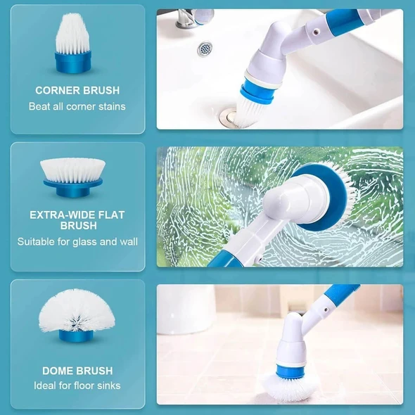 HattyRoom Adjustable Rechargeable Cordless Shower Scrubber with 5