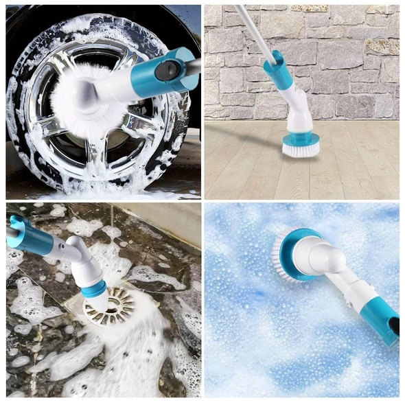 HattyRoom Adjustable Rechargeable Cordless Shower Scrubber with 5