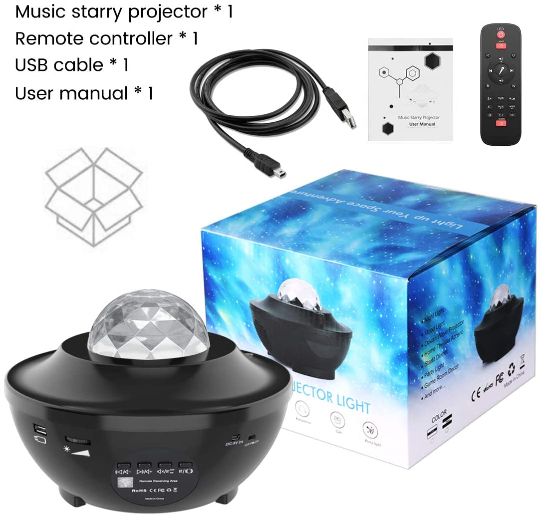Star Projector, Liwarace Galaxy Projector Lights For Bedroom With Ocean  Wave, Music Bluetooth Speaker, Remote Control, Night Light Projector For  Room