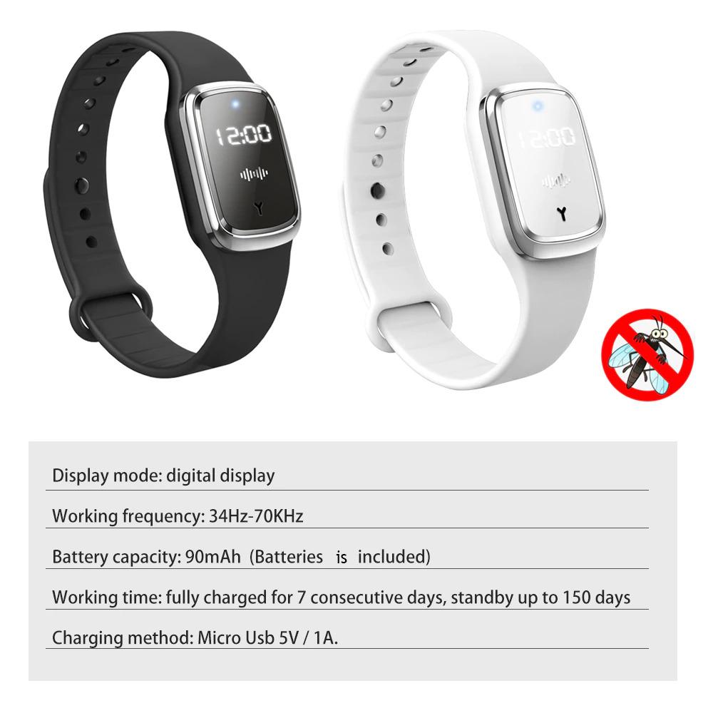 New Intelligent Ultrasound Mosquito Repellent Bracelet with Clock System